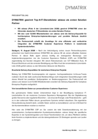 Pressemitteilung zur Partnerschaft von DYMATRIX und adesso