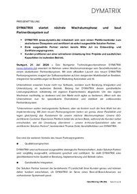PDF zur Pressemitteilung von DYMATRIX zum Launch des Partnerprogramms